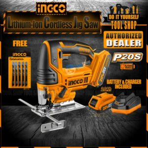 INGCO Original 20V Lithium-Ion Cordless Jig Saw POWERSHARE with Battery And Fast Charger - CJSLI8501