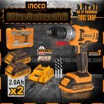 Ingco CIDLI201452 Cordless Lithium-Ion Impact Drill With 2 Pcs 20V Batteries 2.0AH and Fast Charger ingco pakistan official online store power tool