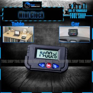 Mini Digital Table Clock Desk Car Calendar Watch - Black