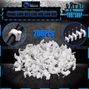 100 Pcs Round Cable Wire Clips with Steel Nail Electric (Made in Taiwan)