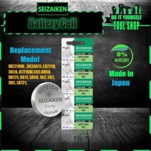 SEIZAIKEN SR721SW , 362 Original Japanese 5 Pcs Button Cell 1.55V Can be also Replacement Same Model. SR721SW , 362, AG11, LR721H, 362A, R721SW,362,SR58, SR721, SG11, LR58, 162, 361, 362, LR721, - Made in Japan