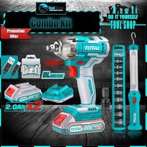 Total Combo TOSLI231004 20V Lithium Impact Wrench Kit With 2 Batteries & Charger