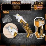 INGCO Box Cutter, Utility Knife, INGCO Pocket Knife retractable with 5 blades, Lock-Back Design, and Lightweight Aluminum Design